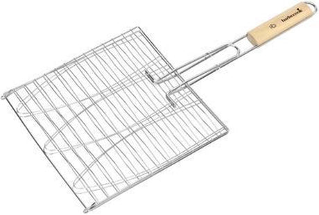 Grill rybny Barbecook na 3 ryby - Grill BBQ - chrom i drewno 28x28cm