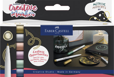 Marker Faber-castell - kreatywny goldfaber - punkt pędzla b - zestaw metalicznych momentów - fc-161107