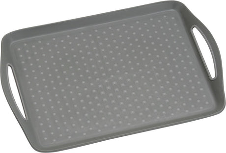 Taca prostokątna Kesper - taca antypoślizgowa - głęboka taca z antypoślizgiem - z uchwytami - 45,5 x 32 x 4,5 cm - kolor: szary