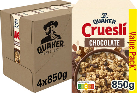 Czekolada Quaker Cruesli - płatki śniadaniowe - 4 x 900 gramów