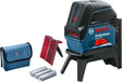 Profesjonalny laser kombinowany Bosch GCL 2-15 - w zestawie torba do przechowywania - baterie - tablica celownicza laserowa