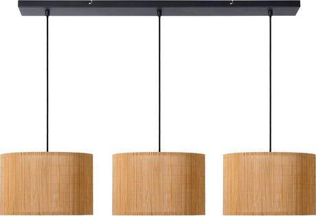 Lucide magius - lampa wisząca - 3xe27 - naturalny - japandi