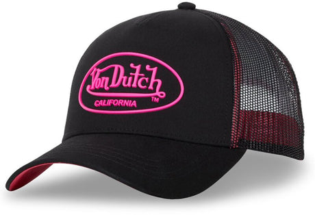 Von Dutch - czapka typu snapback trucker dom p | jeden rozmiar | regulowany | zapinana na zatrzask - czarno-różowy