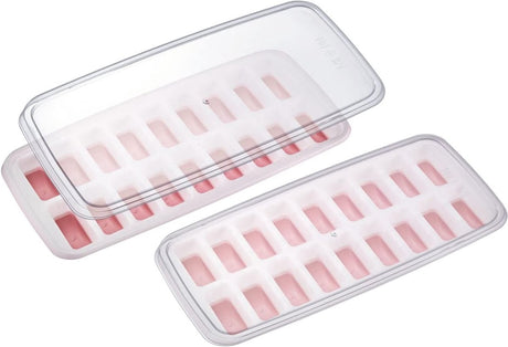 Kostkarka do lodu Westmark Luna - forma na kostki lodu z pokrywką, do robienia 18 małych, okrągłych kulek lodu, przezroczysta czerwono-biała - plastik, bez BPA, 2