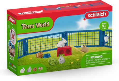Schleich Farm World - dom dla króliczków i świnek morskich - zestaw figurek - zabawki dla dzieci dla chłopców i dziewcząt - od 3 do 8 lat - 14 części