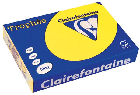 Clairefontaine trophée intens, gekleurd papier, a4, 120 g, 250 vel, zonnegeel