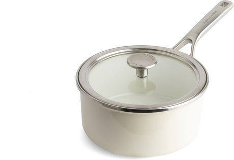 Kitchenaid Rondel emaliowany ze stalowym rdzeniem 16 cm 1,3 l - biały migdałowy - indukcja - bez pfas