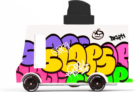 Candylab Toys Candycar Vans: graffiti czarny (a807) 8,4x4,1x6,5cm, odlew drewniany, w pudełku upominkowym, 3+
