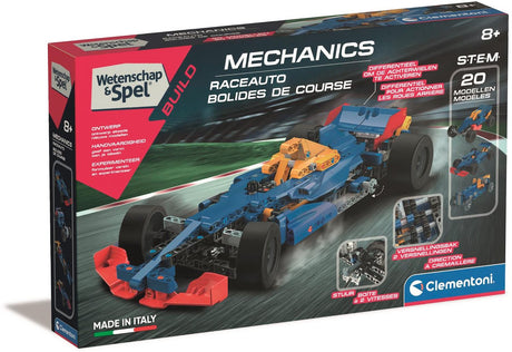 Clementoni - mechanika gier naukowych - zestaw modeli do składania samochodów wyścigowych - zabawki konstrukcyjne - od 8 lat