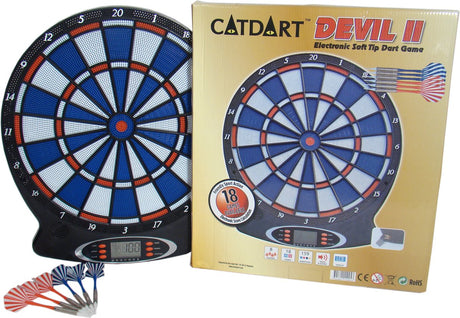 Elektroniczna tarcza do darta Bex Gamesson Devil II - gra w rzutki z miękką końcówką z 18 grami i 159 odmianami - wyświetlacz LCD - dla 1 do 8 graczy - w tym rzutki