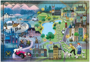 Clementoni - puzzle 1000 elementów - mapy Disneya 101 dalmatyńczyków - puzzle dla dorosłych i dzieci - 14-99 lat - 39665