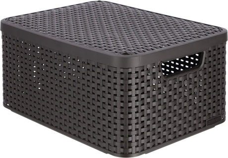 Kosz do przechowywania w stylu Curver m - z pokrywką - dł. 39,3 x szer. 29,3 x wys. 18,7 cm - brązowy