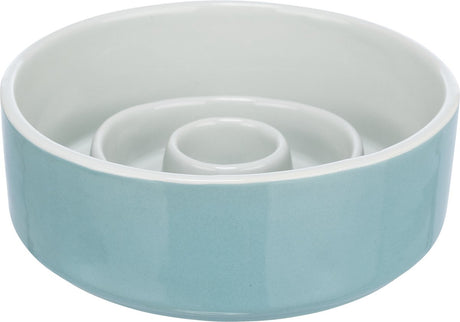 Trixie miska na karmę wolno karmiąca, ceramiczna, szaro-niebieska