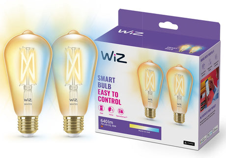 Żarówka Wiz Edison - 2 szt. - ciepłe do chłodnego białego światła - inteligentne oświetlenie LED - oprawa E27 - 50W - złoty - Wi-Fi