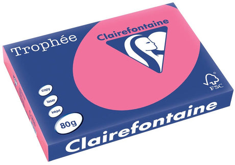 Clairefontaine trophée intens, gekleurd papier, a3, 80 g, 500 vel, fuchsia 3 stuks