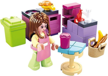 Sluban Girls Dream Kitchen Building Toys dla dzieci od 6 lat - zabawki konstrukcyjne model zestawu kuchennego - pudełko konstrukcyjne z 47 klockami i 1 minifigurką - m38-b0800b