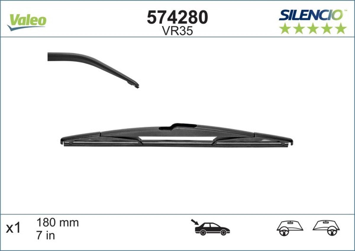 Valeo - silencio vr35 wycieraczka tylna - 18cm (1x)