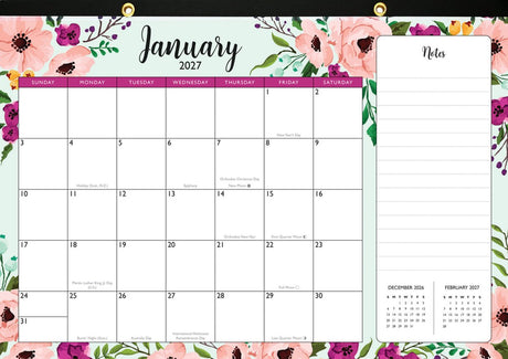 Peter pauper 2027 floral desk pad and wall calendar (11 x 17) - (12-month calendar with 152 bonus stickers!)