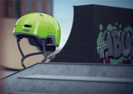 Abus skurb kid - kask rowerowy - dziecięcy błyszczący zielony m (50 - 55 cm)