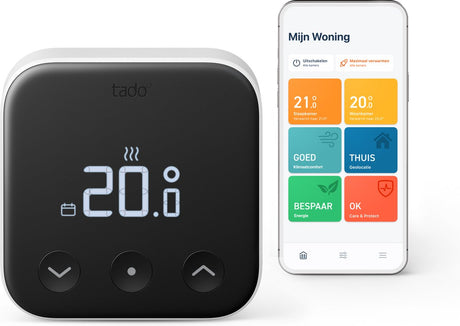 Inteligentny termostat Tado° x - inteligentny termostat - współpracuje z Google Home, Alexa Apple Home Kit - wersja przewodowa - czarno-biały