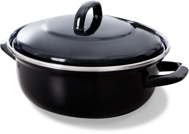 Bk fortalit patelnia emaliowana 28cm 4l - patelnia indukcyjna - stal emaliowana - można piec w piekarniku do 230 stopni - bez powłoki nieprzywierającej - z pokrywką - czarno-niebieski