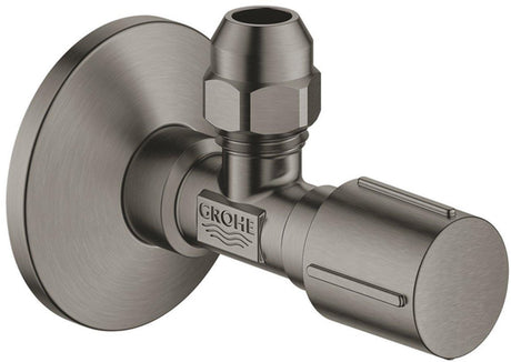 Zawór kątowy Grohe kompresyjny 1 2x3 8 m. metalowy uchwyt szczotkowany twardy grafit
