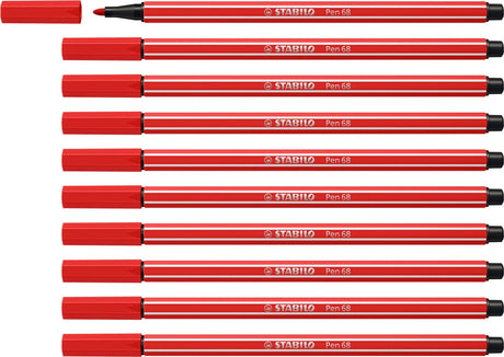 Stabilo pen 68 - flamastr premium - karminowa czerwień - pudełko 10 sztuk