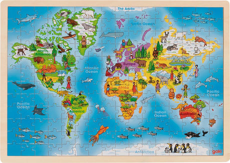 Puzzle Goki - świat - 192 elementy - 46,5x33x1cm - drewno - 4+