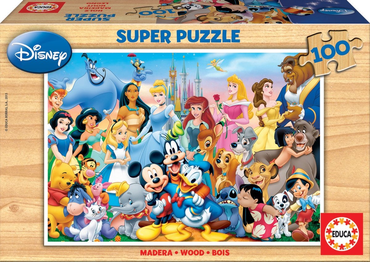 Educa - puzzle 100 elementów - magiczny świat Disneya - puzzle drewniane