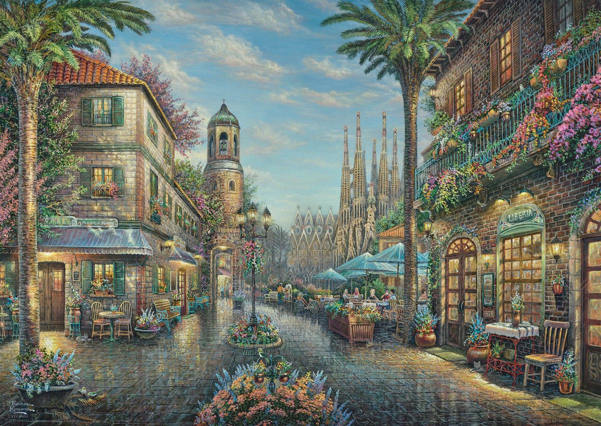 Schmidt - układanka - Hiszpańska kawiarnia uliczna - Thomas Kinkade Studios - 1000 elementów - dorośli - od 12 lat