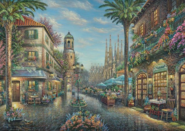 Schmidt - układanka - Hiszpańska kawiarnia uliczna - Thomas Kinkade Studios - 1000 elementów - dorośli - od 12 lat