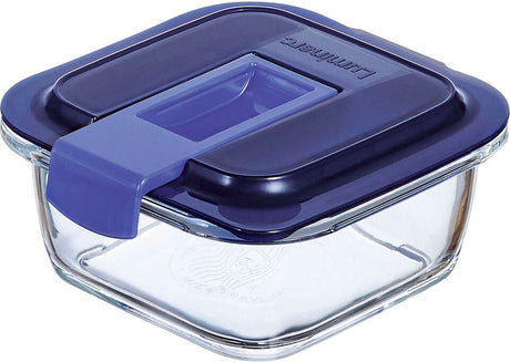 Luminarc Easy Box - pudełko do przechowywania żywności - kwadratowe - przezroczyste i niebieskie - 38cl