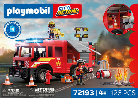 Playmobil brandweerwagen speelgoedauto met accessoires en licht.