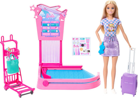 Lalka podróżna Barbie „Malibu” – zestaw do zabawy z paskiem bagażowym i akcesoriami