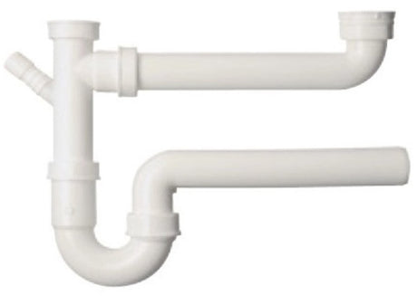 Kirchhoff buissifon voor dubbele spoelbak wit 1 1 2 x 50 mm met 3 4 toestelaansluiting