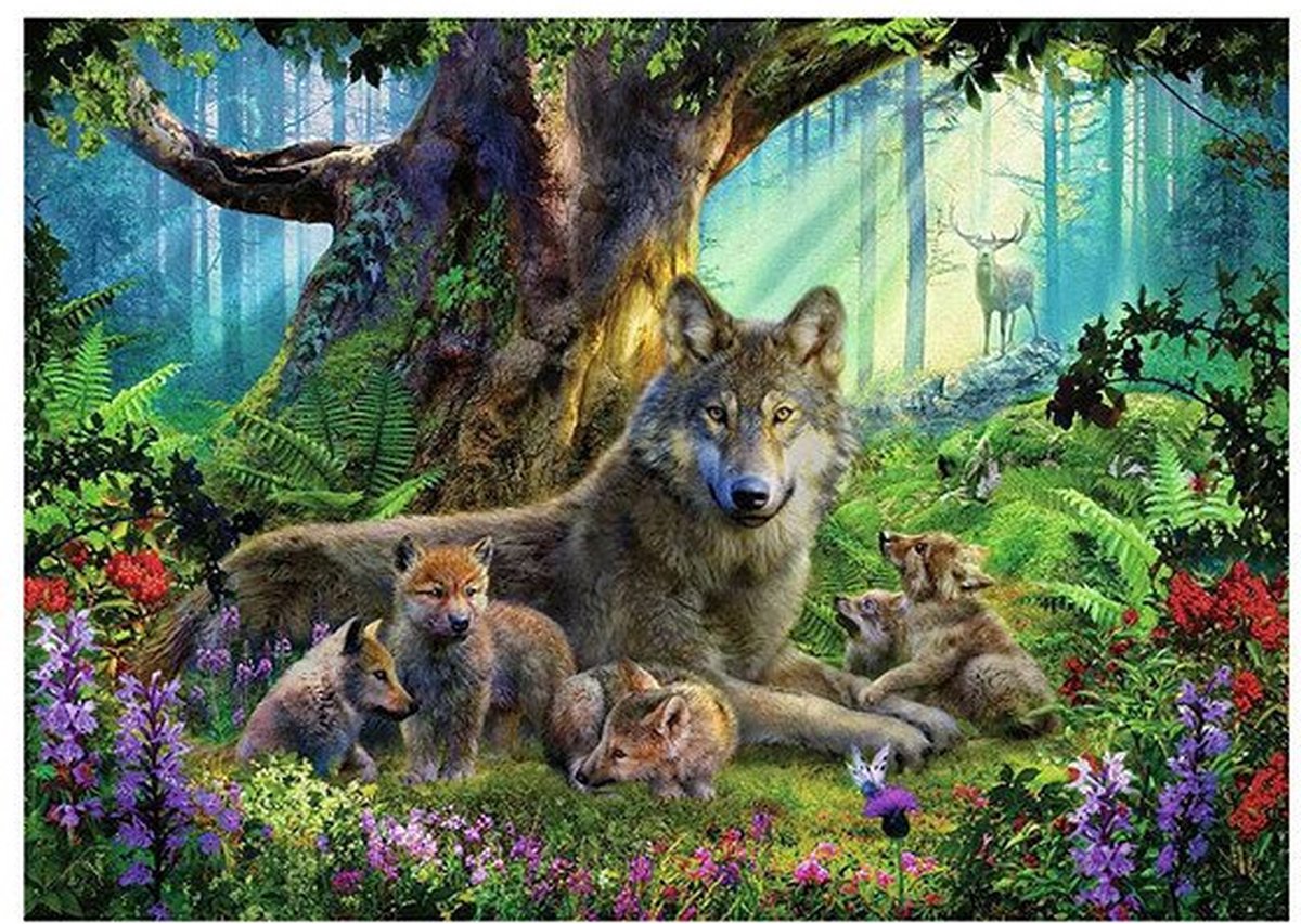 Puzzle Ravensburger Rodzina Wilk w lesie - 1000 elementów Zwierzęta.