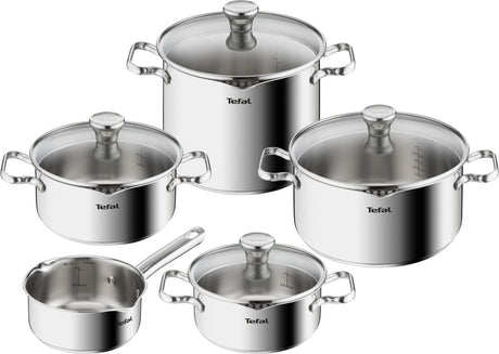 Tefal duetto - zestaw patelni - 5-częściowy - w tym pokrywki - indukcja - stal nierdzewna
