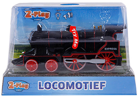 Odlewana lokomotywa na 2 sztuki ze światłem i dźwiękiem, 14 cm