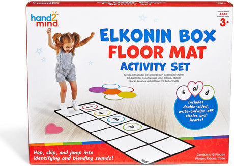 Materiały edukacyjne Zestaw ćwiczeń z matą podłogową elkonin box - aktywne czytanie i zabawa akustyczna dla przedszkolaków - 3+