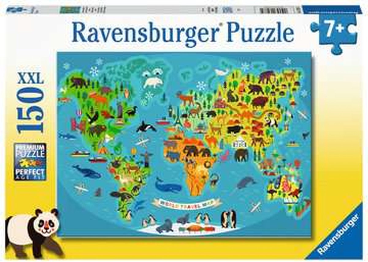 Puzzle Ravensburger Mapa świata zwierząt - układanka - 150 elementów