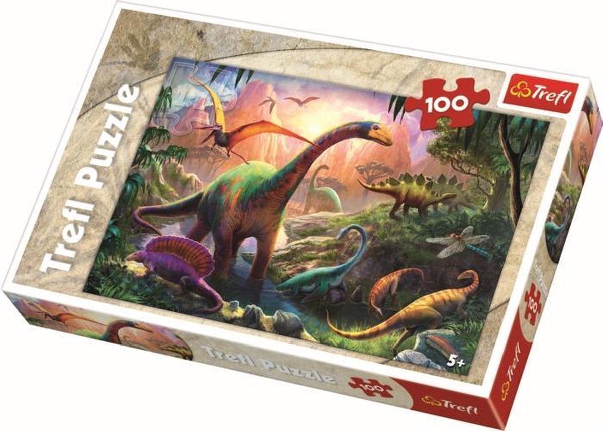 Puzzle Trefl 100 elementów - Dinozaury - kolorowe puzzle dla dzieci.