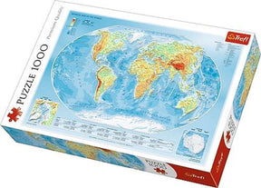 Trefl puzzle mapa świata 1000 elementów - fizyczna mapa świata.