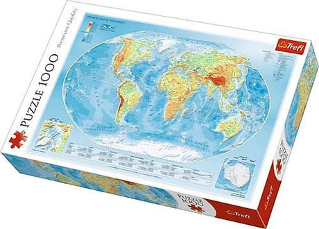 Trefl puzzle mapa świata 1000 elementów - fizyczna mapa świata.