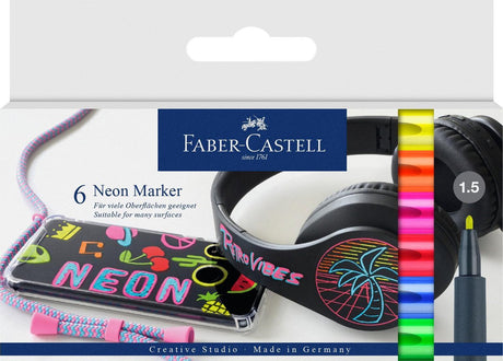Markery neonowe Faber-castell - opakowanie 6 sztuk - marker dekoracyjny - fc-160806