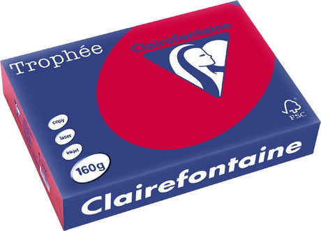 Clairefontaine throée intensywny, papier kolorowy, a4, 160 g, 250 ark., wiśniowy