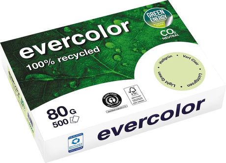 Clairefontaine evercolor, kolorowy papier makulaturowy, a4, 80 g, 500 ark., jasnozielony