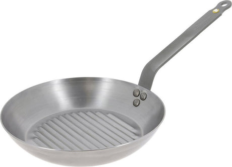 Kupujący mineralna patelnia grillowa 32 cm – okrągła patelnia grillowa – blacha stalowa – bez zawartości PFA – nadaje się do indukcji – wyprodukowano we Francji