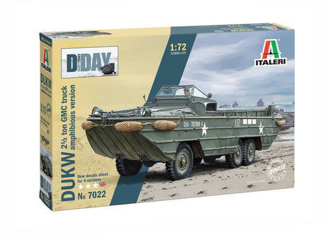 Italeri zestaw modeli do składania pojazdów wojskowych - 7022 dukw 2 1 2 ton gmc truck wersja amfibia -d-day 80. rocznica - plastik - 1:72 - budowa modelu
