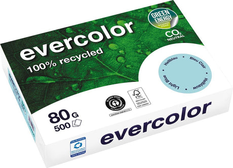 Clairefontaine evercolor, gekleurd gerecycleerd papier, a4, 80 g, 500 vel, helblauw 5 stuks