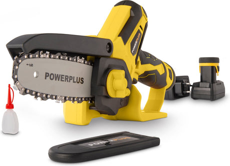 Mini piła łańcuchowa akumulatorowa Powerplus POWXG1045 - piła do przycinania akumulatorowa 12 V, z akumulatorem i ładowarką, brzeszczot 10 cm z 14, narzędzia ogrodowe